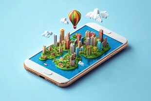 手机中的城市奇幻景观