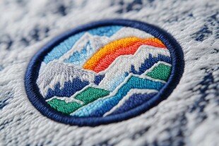 多彩山川刺绣徽章