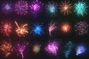 多彩绚丽烟花绽放瞬间