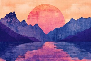 日落山水间梦幻风景