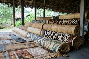 多样传统草编地毯展示