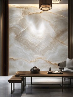 大理石墙面的雅致茶室空间