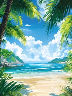 热带海滨风光的惬意美景