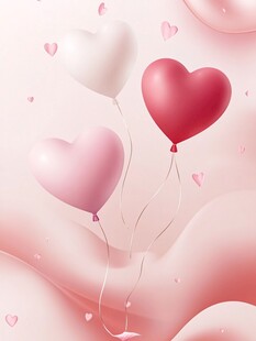 爱心气球浪漫粉色背景