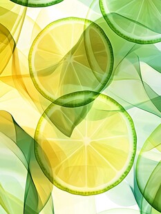 清新柠檬切片梦幻背景图