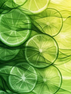 清新绿柠切片梦幻背景图
