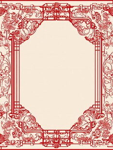 中式古典红框装饰图案