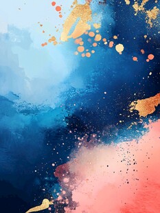 梦幻水彩泼墨抽象背景图