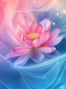 梦幻粉荷绽于蓝紫灵境