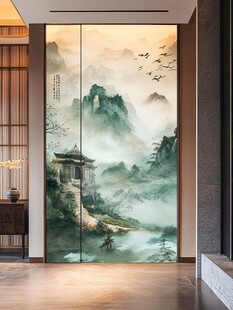 中式山水墨韵移门画