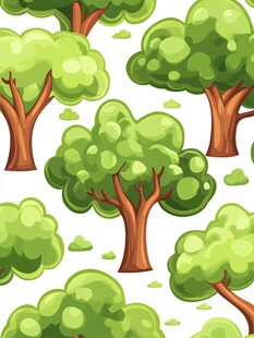 卡通风格绿树图案设计
