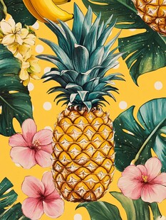 热带风情菠萝花卉图案