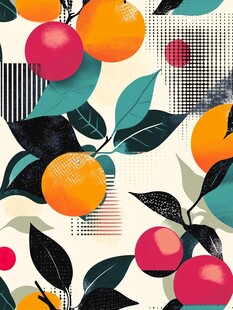 水果几何图案背景图