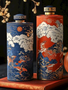 国风精美陶瓷酒瓶展示