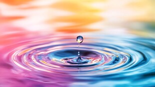 彩色水滴落入水面的涟漪