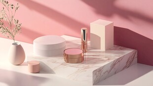 粉色系美妆产品展示场景