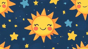 可爱太阳星星童趣图案