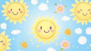 可爱笑脸太阳花卉背景图