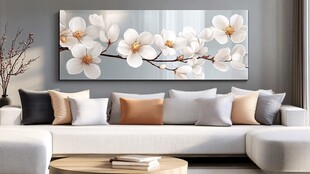 素雅玉兰花装饰客厅墙面