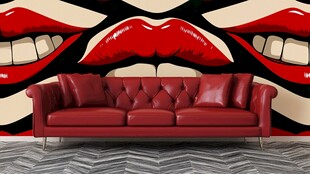 红唇沙发墙面艺术空间