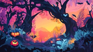 梦幻万圣节奇幻森林场景