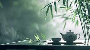 竹林下的静谧茶具时光