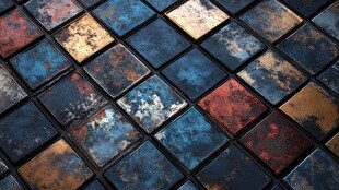 复古多彩马赛克瓷砖图案