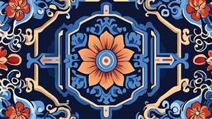 中式传统花卉几何图案纹饰