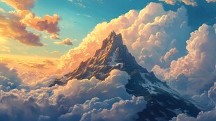 云海中的壮丽山峰奇观