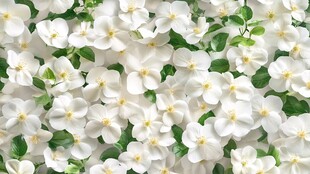 纯白花朵与绿叶的清新图景