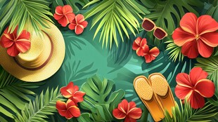 夏日度假风情装饰元素