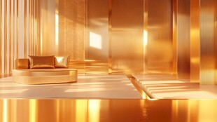 奢华金色室内沙发场景