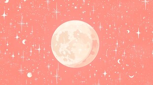 粉色星空下的梦幻月亮