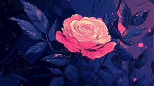 梦幻粉色玫瑰与深邃叶影