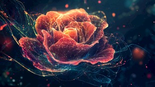 梦幻炫彩的数字艺术花朵