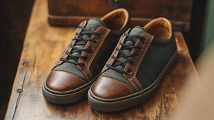 复古风拼接休闲皮鞋