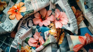 鲜花与报纸的浪漫组合