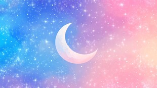 梦幻星空下的弯弯月牙