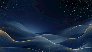 梦幻星空下的蓝色波浪线条