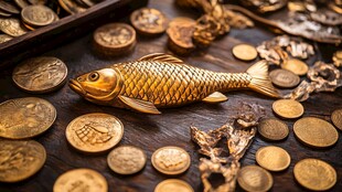 金鲤鱼伴古币 尽显古韵