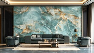 蓝金大理石客厅奢华空间