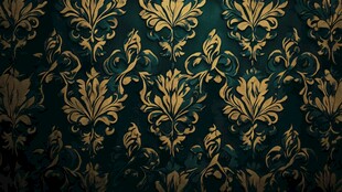 深绿底金色奢华花纹背景