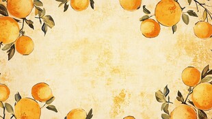 手绘柑橘边框背景图