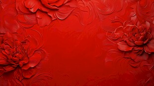红色浮雕牡丹背景图案