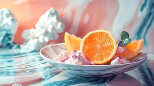 碗中鲜橙配美味甜点