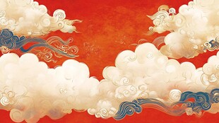 中式云纹红底吉祥背景图