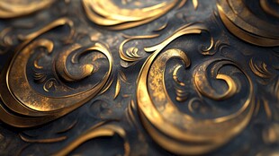 金色立体花纹金属质感图案