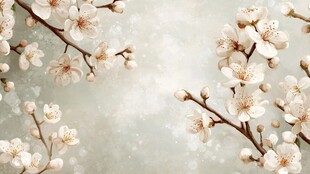 春日绽放的素雅杏花枝头