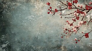 古风红梅背景图