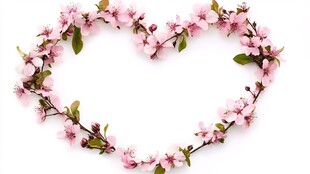 心形粉色花朵花环装饰